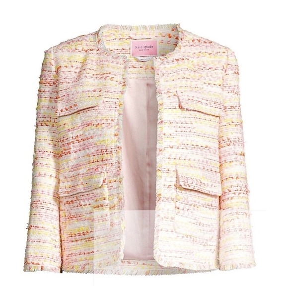 kate spade new york Jackets & Blazers - Kate Spade New York Multi Tweed Jacket Open Front Blazer Size 8 Pockets Spring